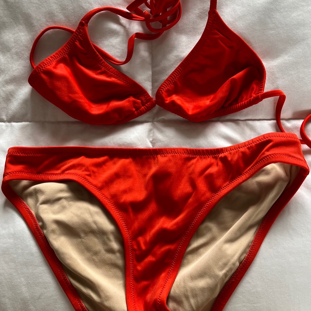 Classic J Crew bright red bikini